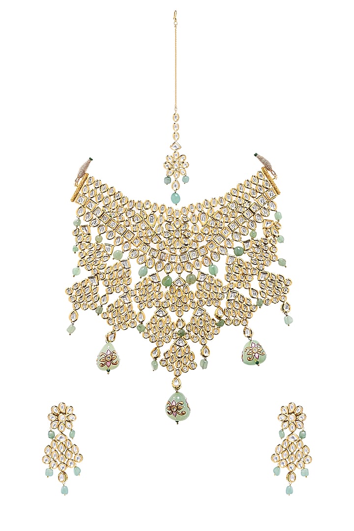 Gold Plated Aventurine Necklace Set by Minaki at Pernia's Pop Up Shop