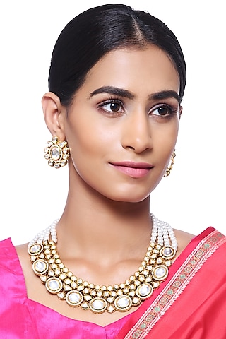 Gold Plated Zircon Necklace Set by Minaki
