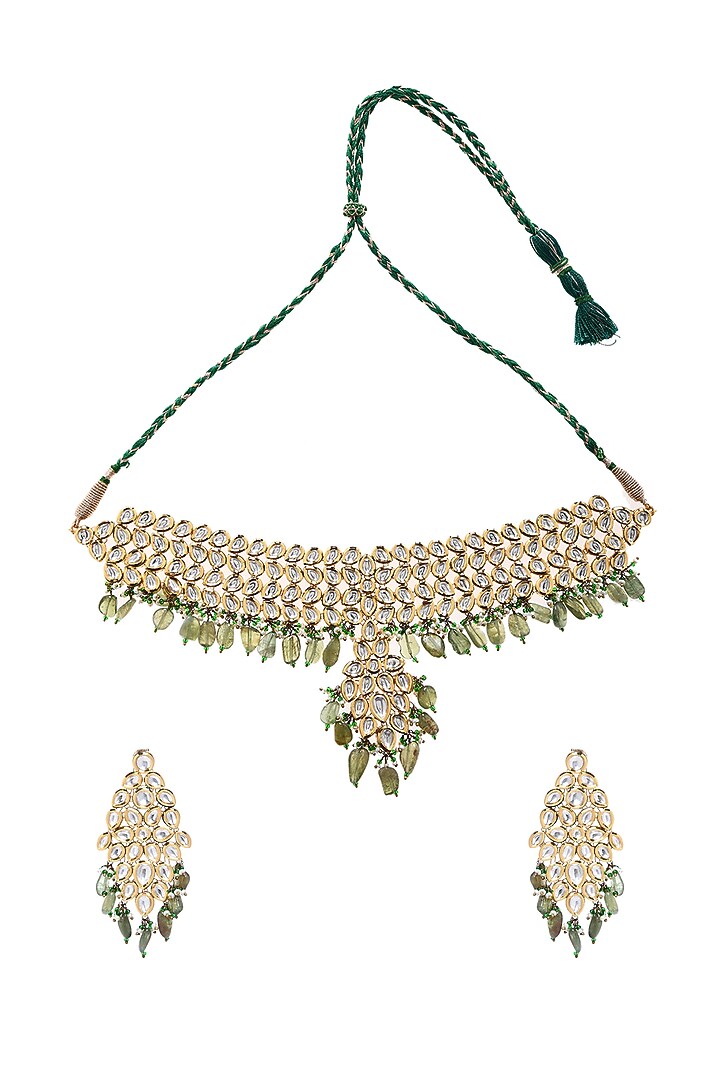 Gold Plated Peridot Necklace Set by Minaki at Pernia's Pop Up Shop