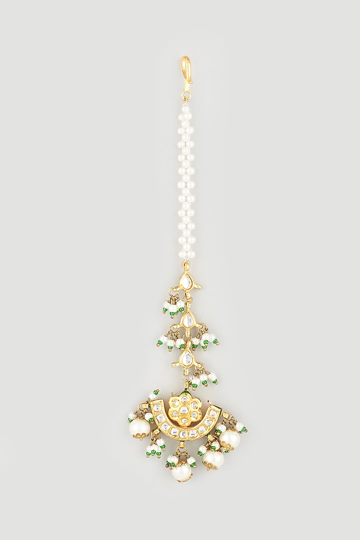 Gold Plated Pearl Meenakari Necklace Set by Minaki at Pernia's Pop Up Shop