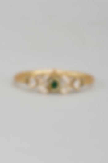 Gold Plated Kundan Polki & Emerald Stone Meenakari Bracelet by Minaki at Pernia's Pop Up Shop