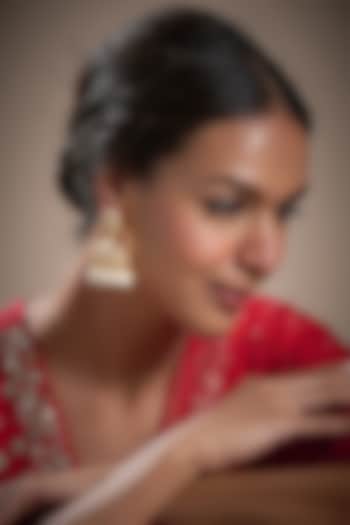 Gold Plated Kundan Polki & Pearl Jhumka Earrings by Minaki at Pernia's Pop Up Shop