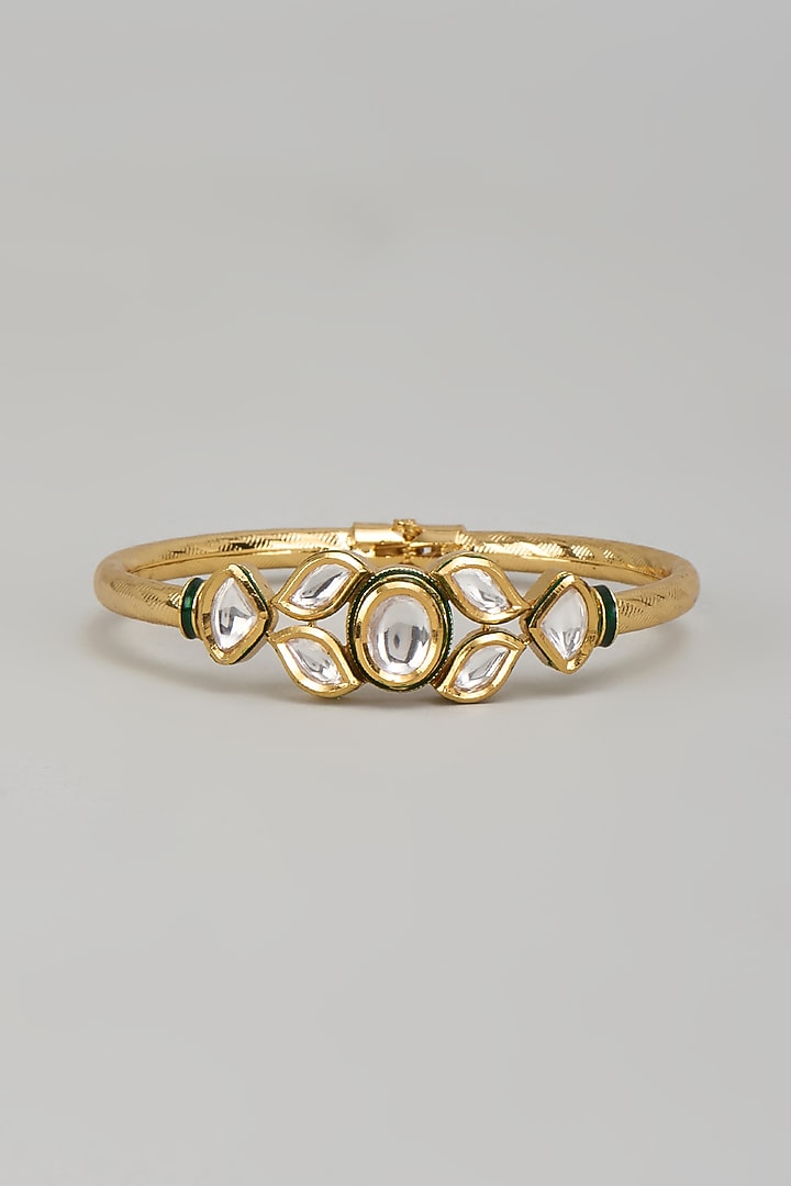 Gold Plated Kundan Polki Meenakari Bracelet by Minaki at Pernia's Pop Up Shop