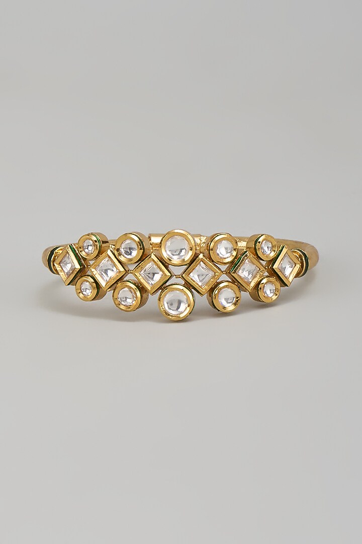Gold Plated Kundan Polki Meenakari Bracelet by Minaki at Pernia's Pop Up Shop