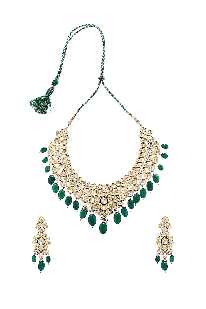 Gold Plated Kundans Necklace Set by Minaki at Pernia's Pop Up Shop
