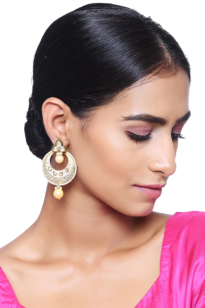 Pink Enamelled Pearls Earrings by Minaki at Pernia's Pop Up Shop