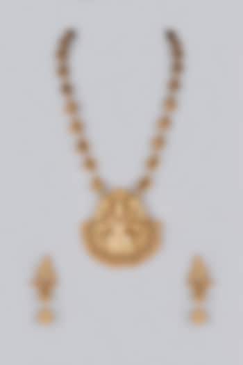 Gold Finish Krishna Pendant Long Necklace Set by Minaki at Pernia's Pop Up Shop