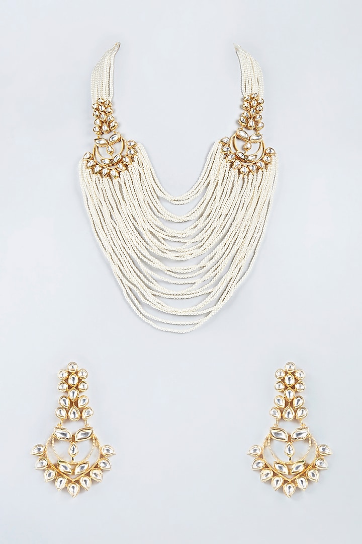 Gold Plated Shell Pearl Necklace Set by Minaki at Pernia's Pop Up Shop