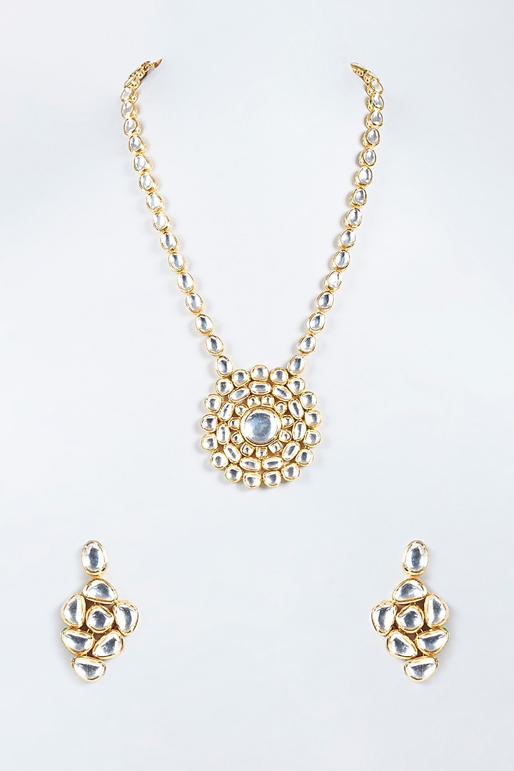 Gold Plated Kundan Polki Necklace Set by Minaki at Pernia's Pop Up Shop