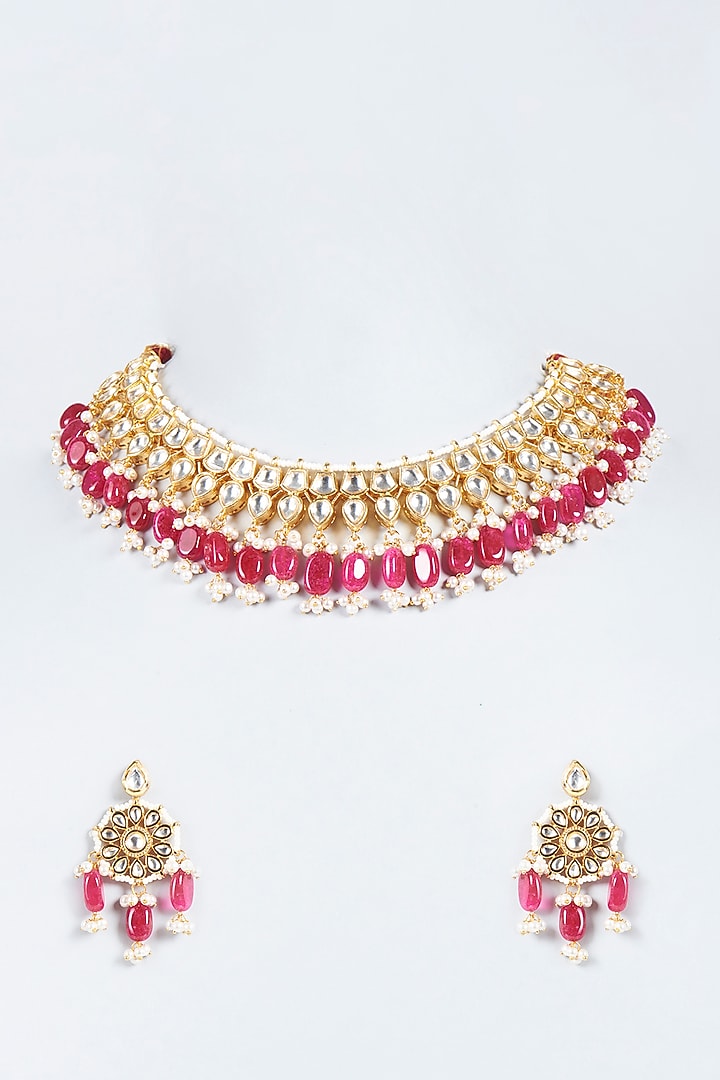 Gold Plated Beaded Necklace Set by Minaki at Pernia's Pop Up Shop