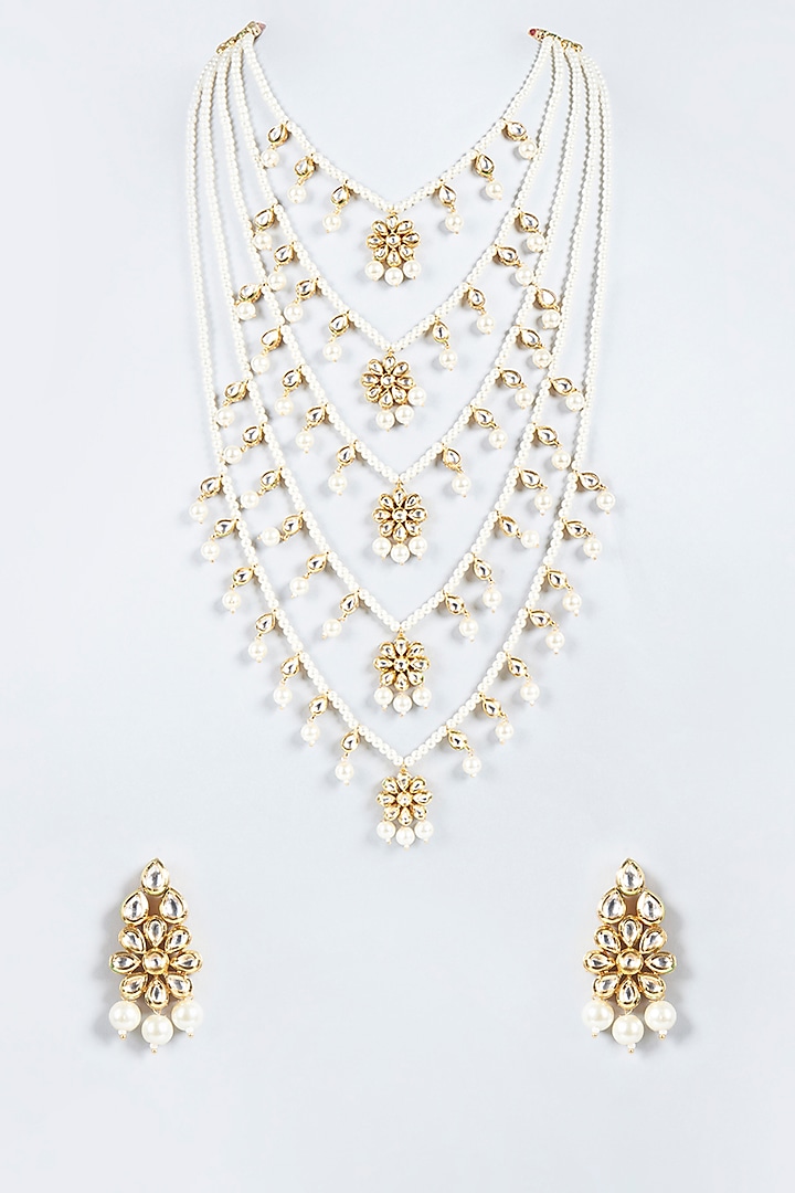 Gold Plated Pearl Layered Necklace Set by Minaki at Pernia's Pop Up Shop