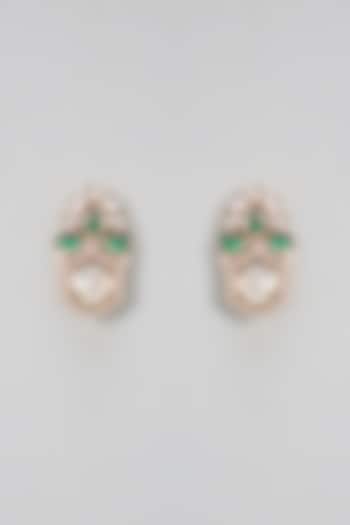 Gold Plated Kundan Polki & Emerald Stone Dangler Earrings by Minaki at Pernia's Pop Up Shop