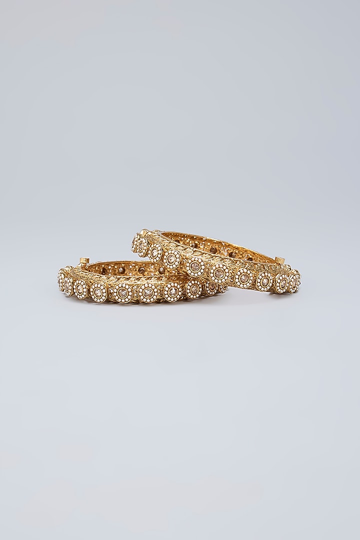 Gold Finish Pearl Kadas (Set Of 2) by Minaki at Pernia's Pop Up Shop