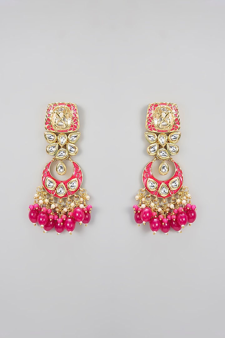 Gold Plated Kundan Polki & Pink Beaded Meenakari Necklace Set by Minaki at Pernia's Pop Up Shop