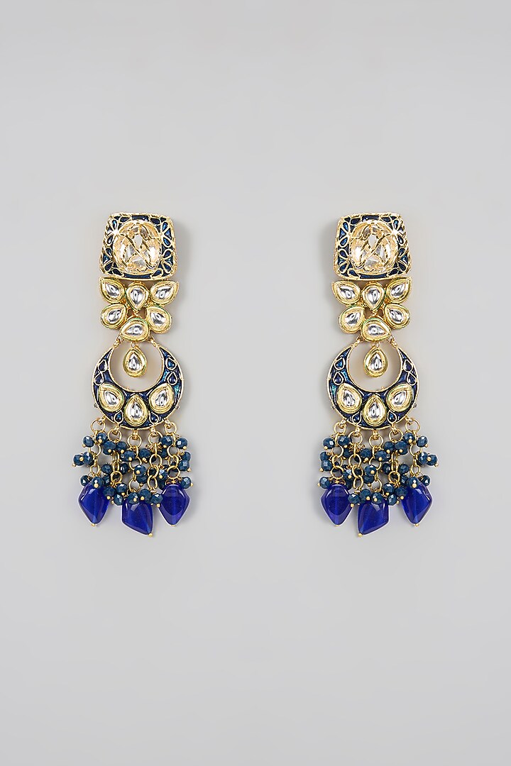 Gold Plated Kundan Polki & Blue Beaded Meenakari Necklace Set by Minaki at Pernia's Pop Up Shop