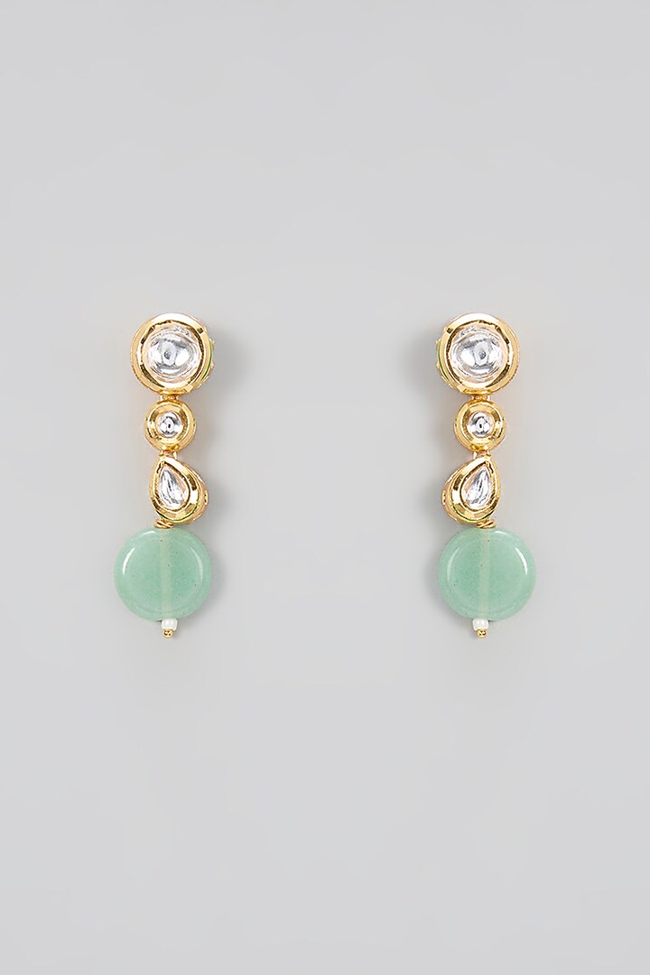 Gold Plated Kundan Polki & Green Beaded Necklace Set by Minaki at Pernia's Pop Up Shop