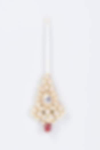 Gold Plated Kundan Polki & Red Bead Maang Tikka by Minaki at Pernia's Pop Up Shop