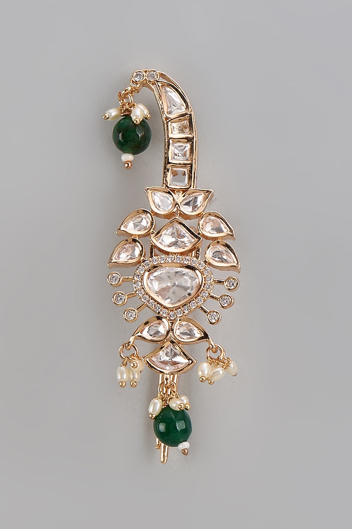 Gold Plated Kundan Polki & Emerald Beaded Kalangi by Minaki at Pernia's Pop Up Shop