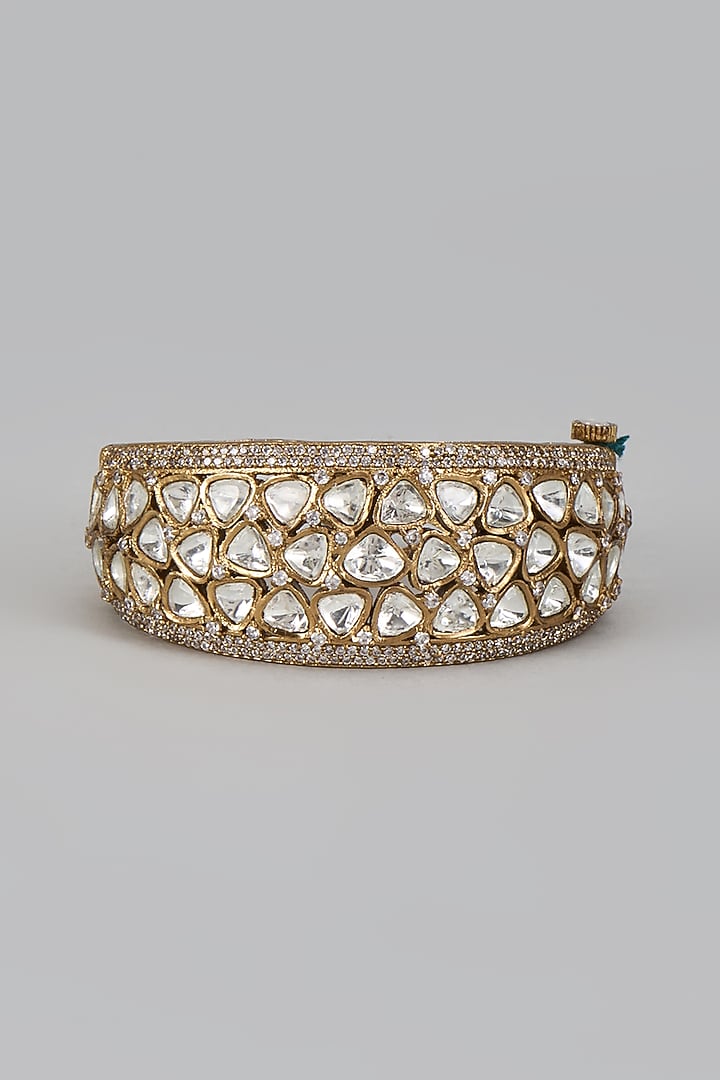 Two-Tone Finish Kundan Polki & Crystal Bracelet by Minaki at Pernia's Pop Up Shop