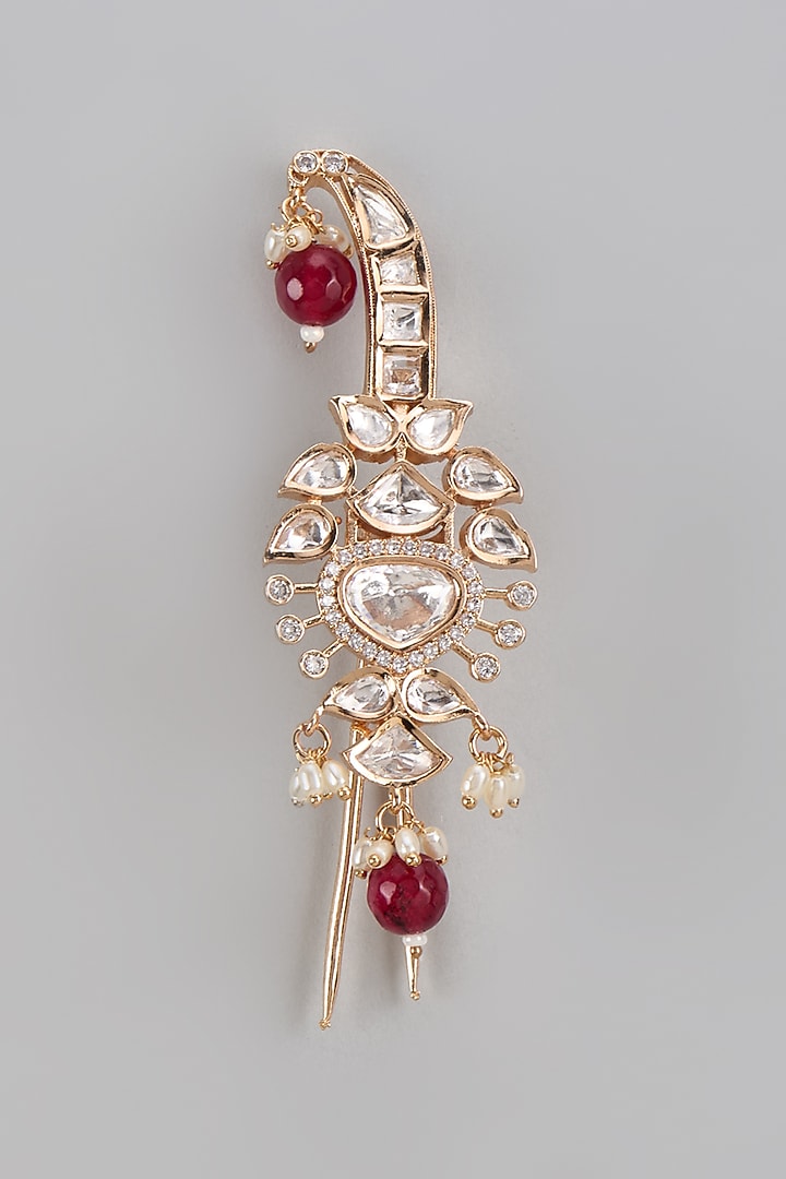 Gold Plated Kundan Polki & Ruby Beaded Kalangi by Minaki at Pernia's Pop Up Shop