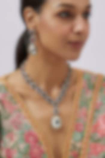 Two-Tone Finish Kundan Polki & Ruby Stone Necklace Set by Minaki