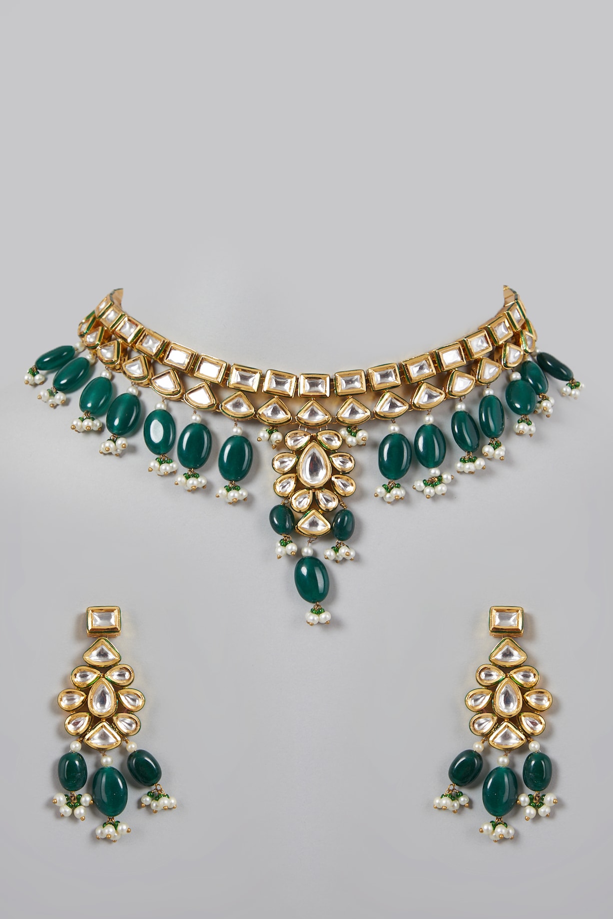 Gold Plated Kundan Polki \u0026 Emerald Necklace Set by Minaki at Pernia's Pop  Up Shop 2025, image size:1227x1840