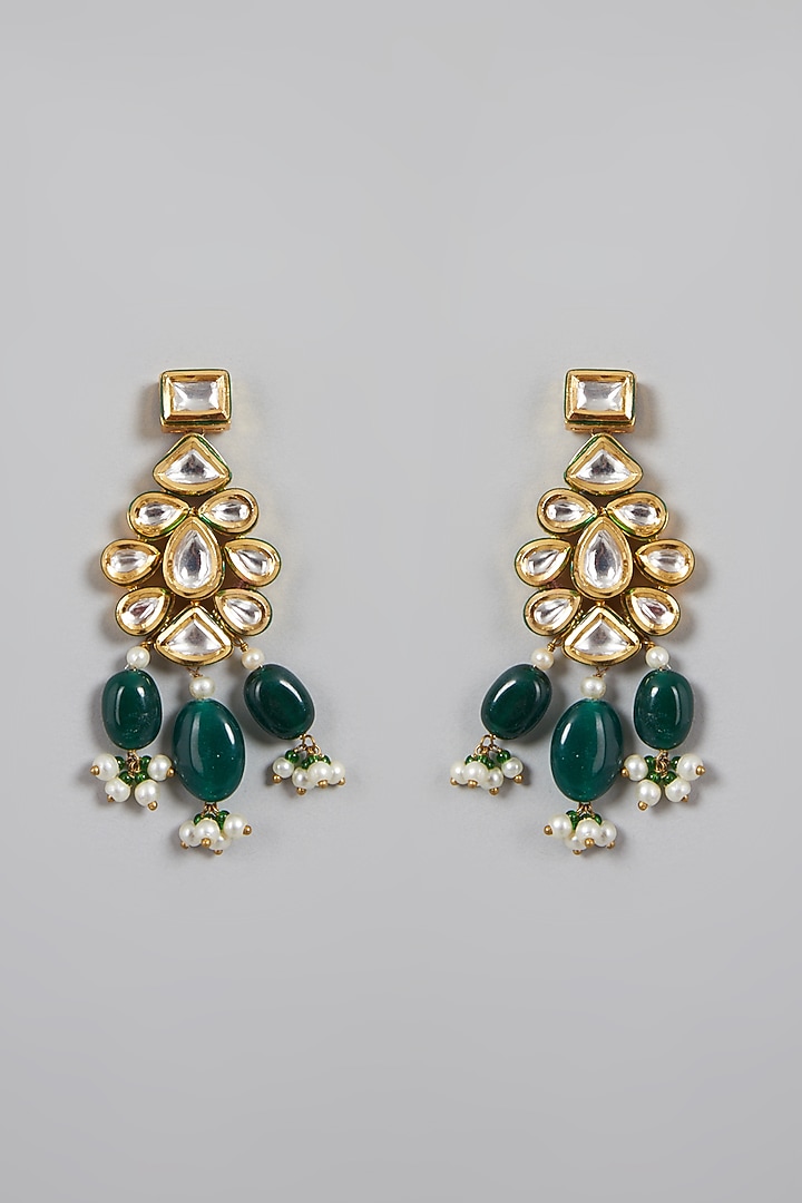 Gold Plated Kundan Polki & Emerald Necklace Set by Minaki at Pernia's Pop Up Shop