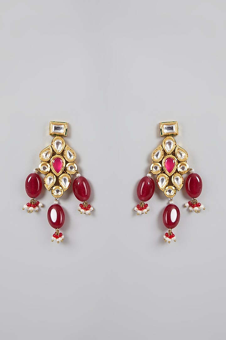 Gold Plated Kundan Polki & Ruby Necklace Set by Minaki at Pernia's Pop Up Shop