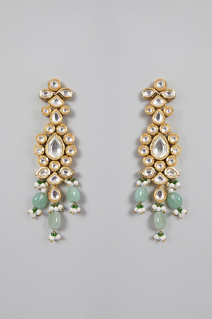 Gold Plated Kundan Polki Long Necklace Set by Minaki at Pernia's Pop Up Shop