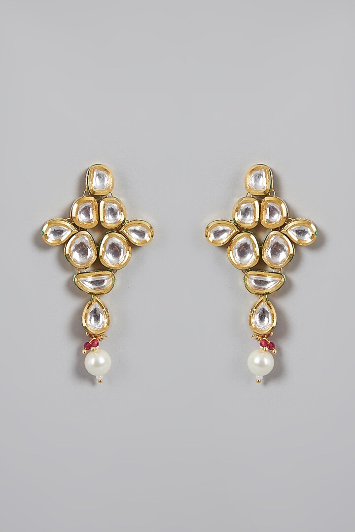 Gold Plated Pearl & Kundan Polki Necklace Set by Minaki at Pernia's Pop Up Shop