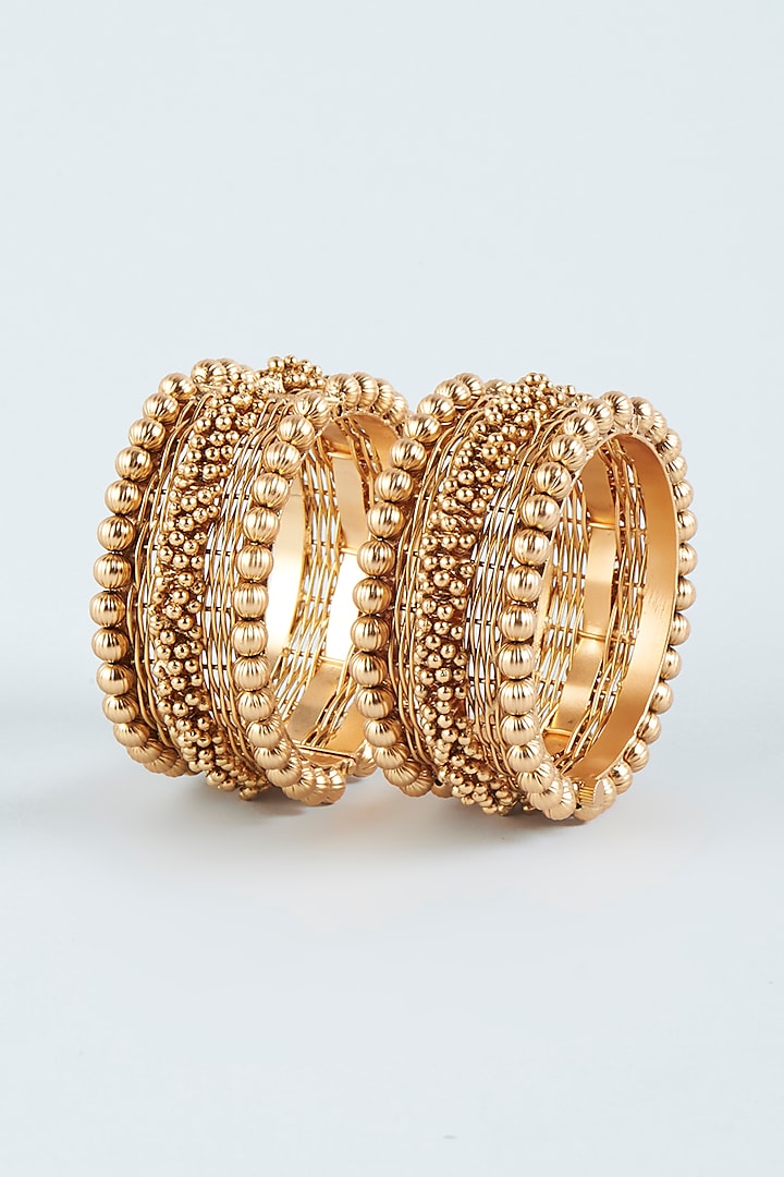 Antique Gold Finish Ghungroo Bracelets (Set of 2) by Minaki at Pernia's Pop Up Shop