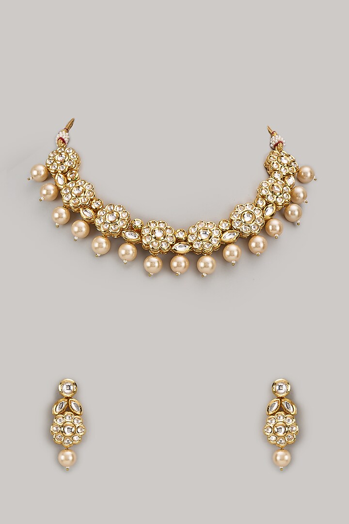 Gold Plated Kundan Polki Necklace Set by Minaki at Pernia's Pop Up Shop