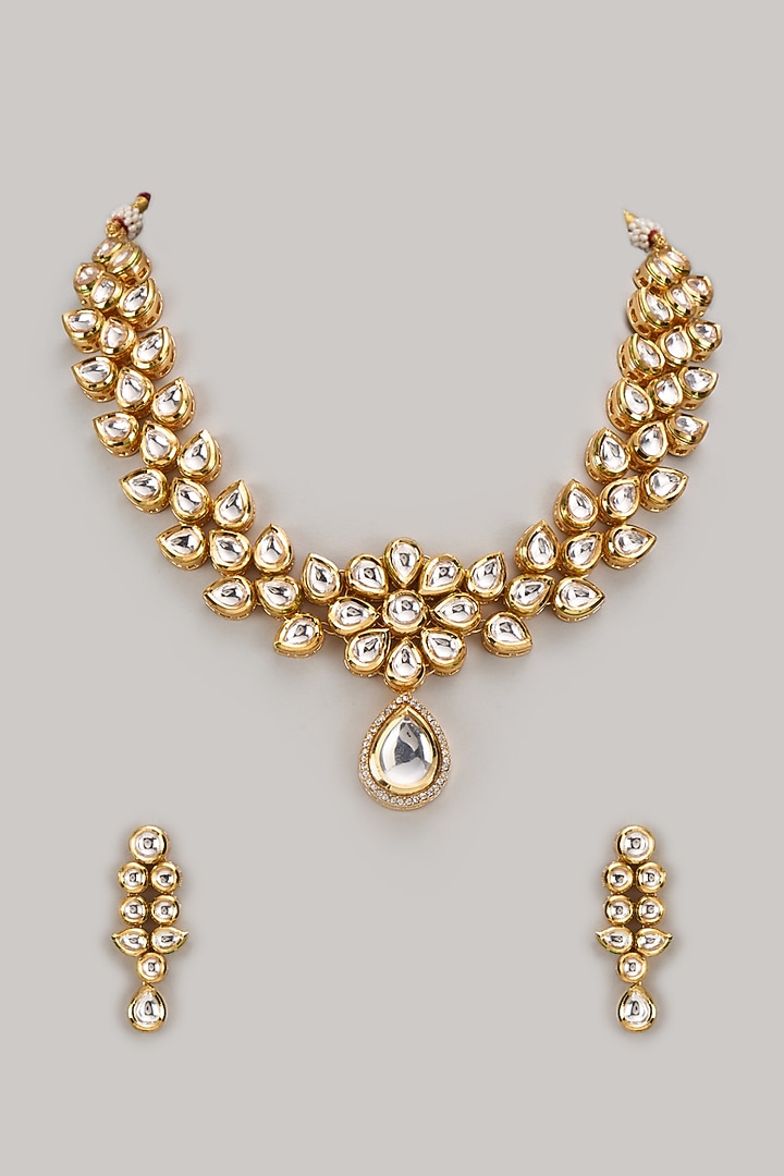 Gold Plated Kundan Polki Necklace Set by Minaki at Pernia's Pop Up Shop