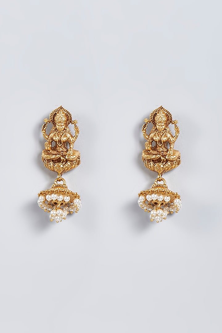 Gold Finish Lakshmi Pendant Necklace Set by Minaki at Pernia's Pop Up Shop