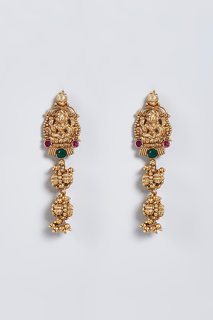 Gold Finish Lakshmi Long Necklace Set by Minaki at Pernia's Pop Up Shop