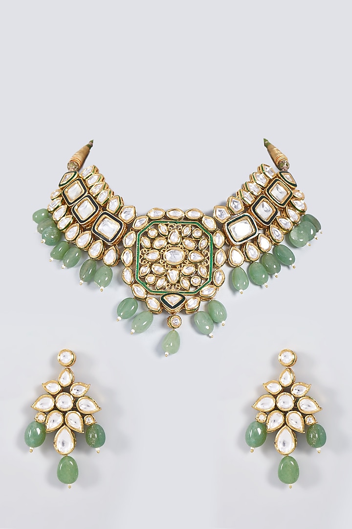 Gold Plated Choker Necklace Set With Beads by Minaki at Pernia's Pop Up Shop