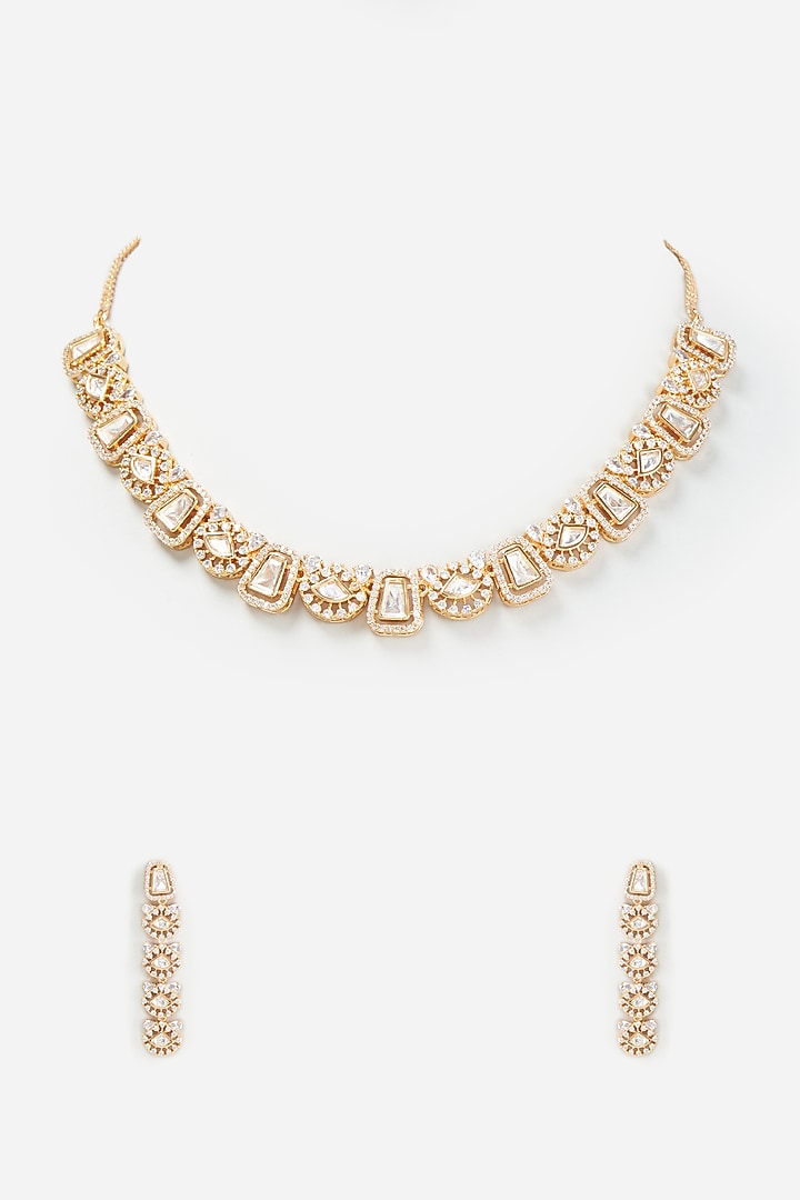 Gold Plated Kundan Polki Necklace Set by Minaki at Pernia's Pop Up Shop