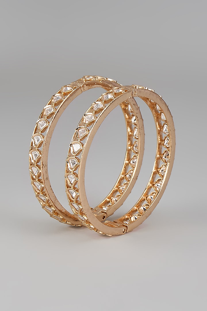 Gold Plated Kundan Polki Bracelet (Set Of 2) by Minaki at Pernia's Pop Up Shop
