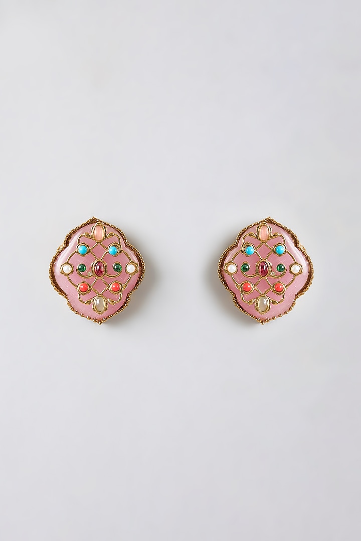 Gold Plated Kundan Polki & Multi-Colored Stone Necklace Set by Minaki at Pernia's Pop Up Shop