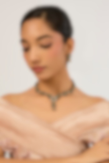 Two-Tone Finish Kundan Polki & Green Stone Necklace Set by Minaki at Pernia's Pop Up Shop