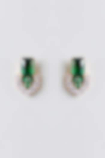 Silver Plated Green Cubic Zirconia Stud Earrings by Minaki at Pernia's Pop Up Shop