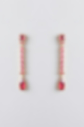 Gold Plated Pink Cubic Zirconia Dangler Earrings by Minaki at Pernia's Pop Up Shop