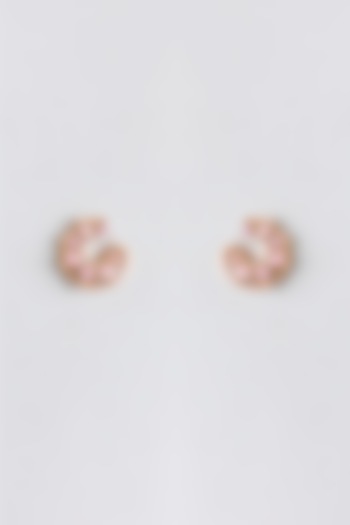 Gold Plated Pink Cubic Zirconia Stud Earrings by Minaki at Pernia's Pop Up Shop