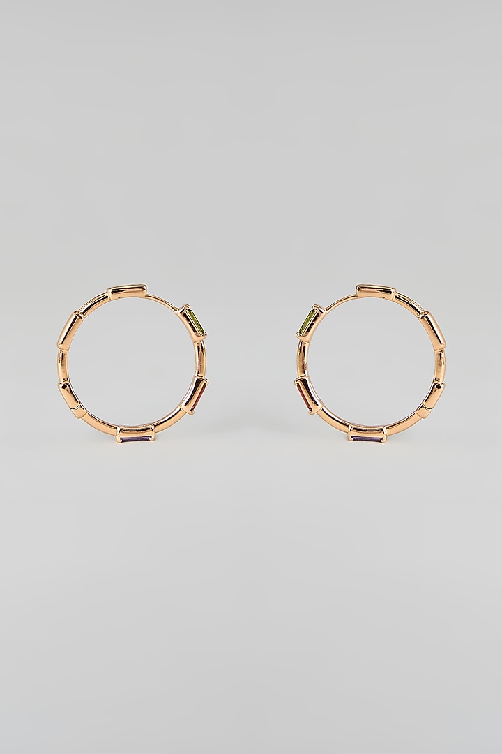 Gold Plated Multi-Colored Cubic Zirconia Hoop Earrings by Minaki at Pernia's Pop Up Shop