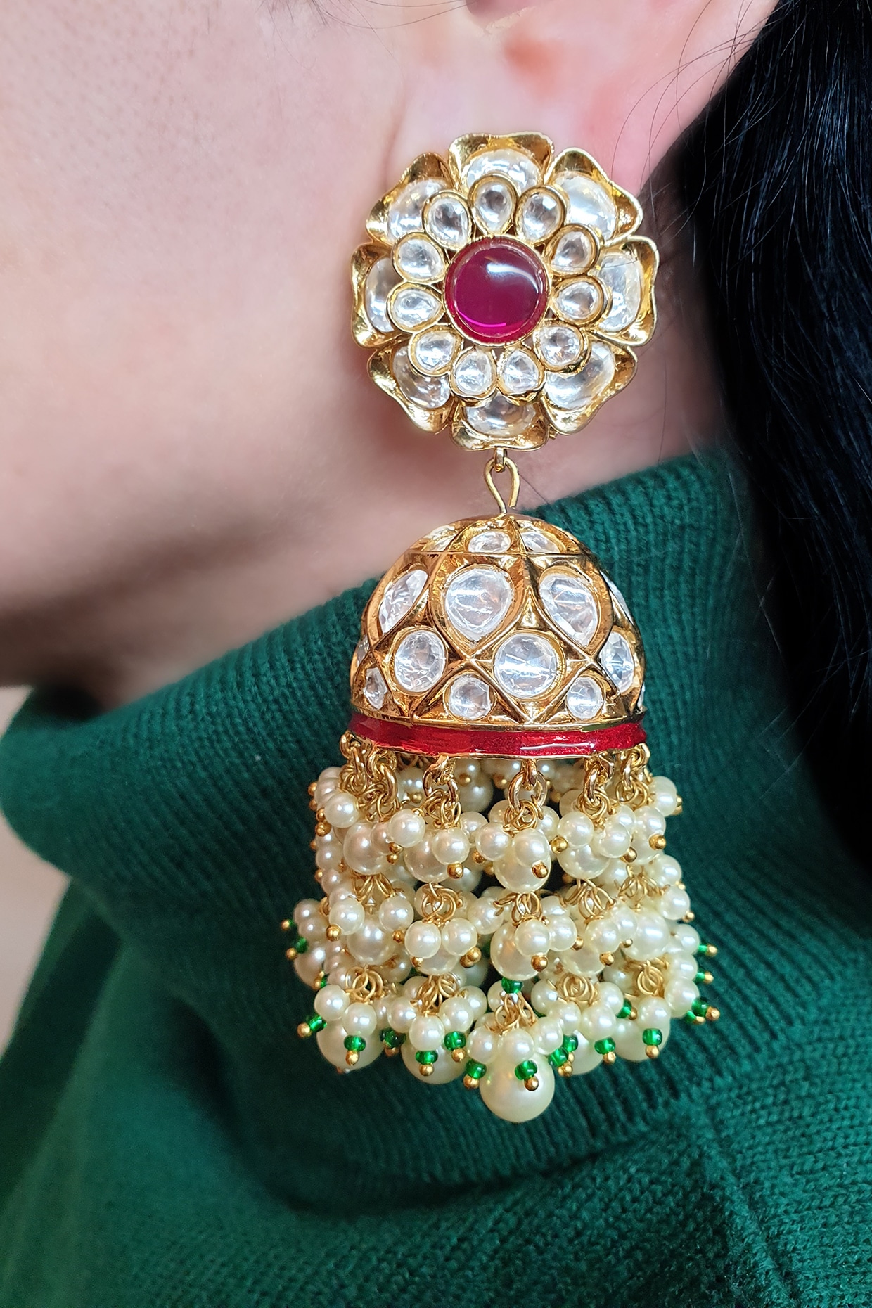 jhumka design in kundan