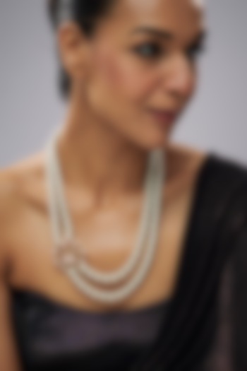 Gold Plated Pearls & Cubic Zirconia Double Strand Necklace by Minaki at Pernia's Pop Up Shop