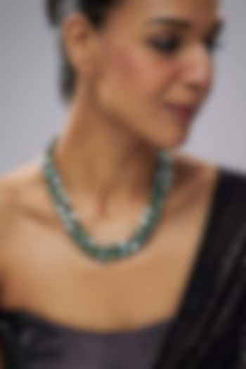 Gold Finish Green Hematite Beaded Double-Strand Necklace by Minaki at Pernia's Pop Up Shop