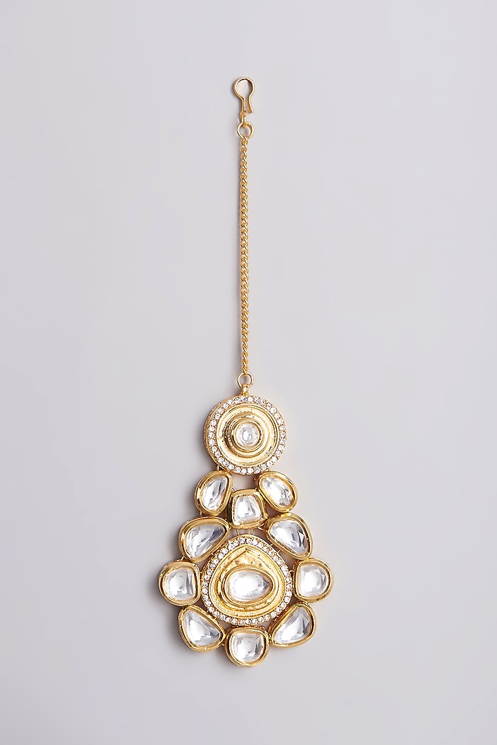 Gold Plated Zircons & Kundan Polki Bridal Necklace Set by Minaki at Pernia's Pop Up Shop