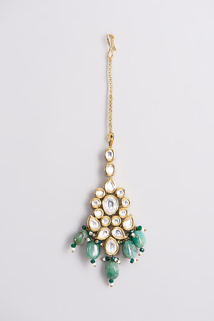 Gold Plated Kundan Polki Bridal Necklace Set by Minaki at Pernia's Pop Up Shop