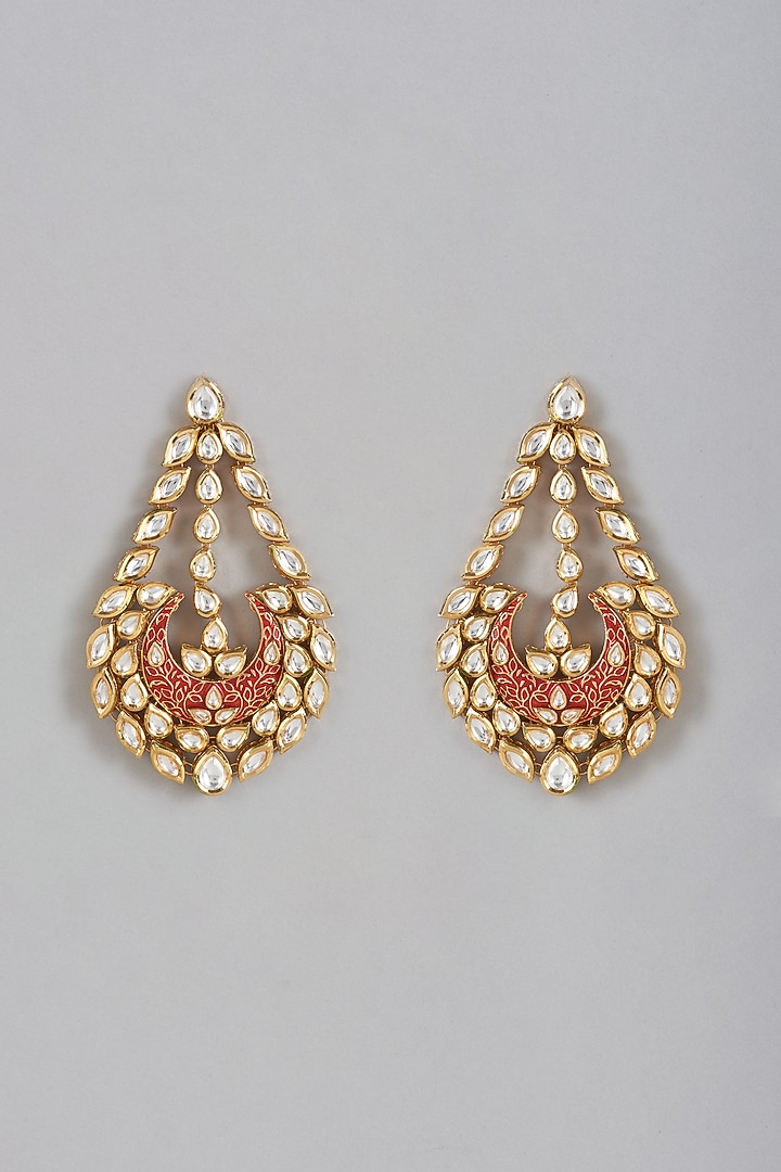 Gold Plated Kundan Polki Dangler Earrings by Minaki at Pernia's Pop Up Shop